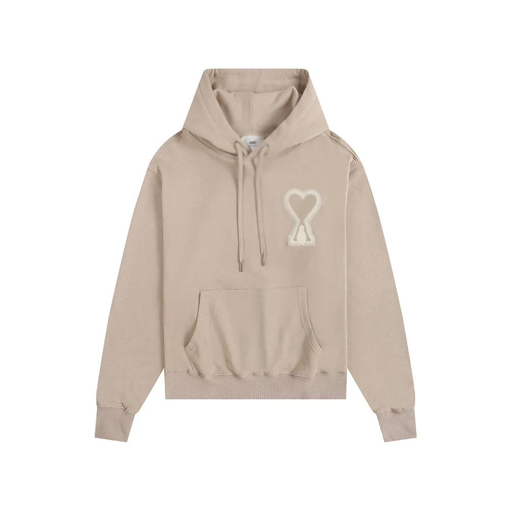 Sweatshirt autumn and winter new long-sleeved hooded unisex small love flat embroidered hoodie