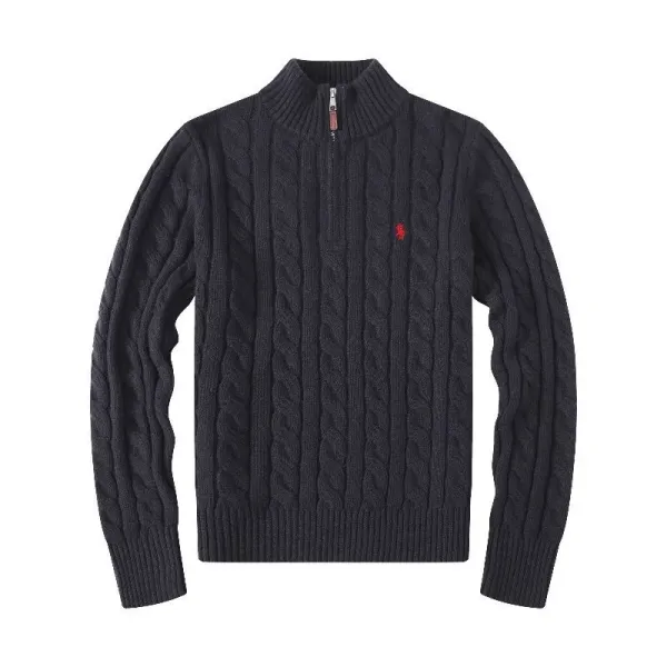 Ralph Lauren Cable Knit Quarter-Zip Sweater Beige - 7