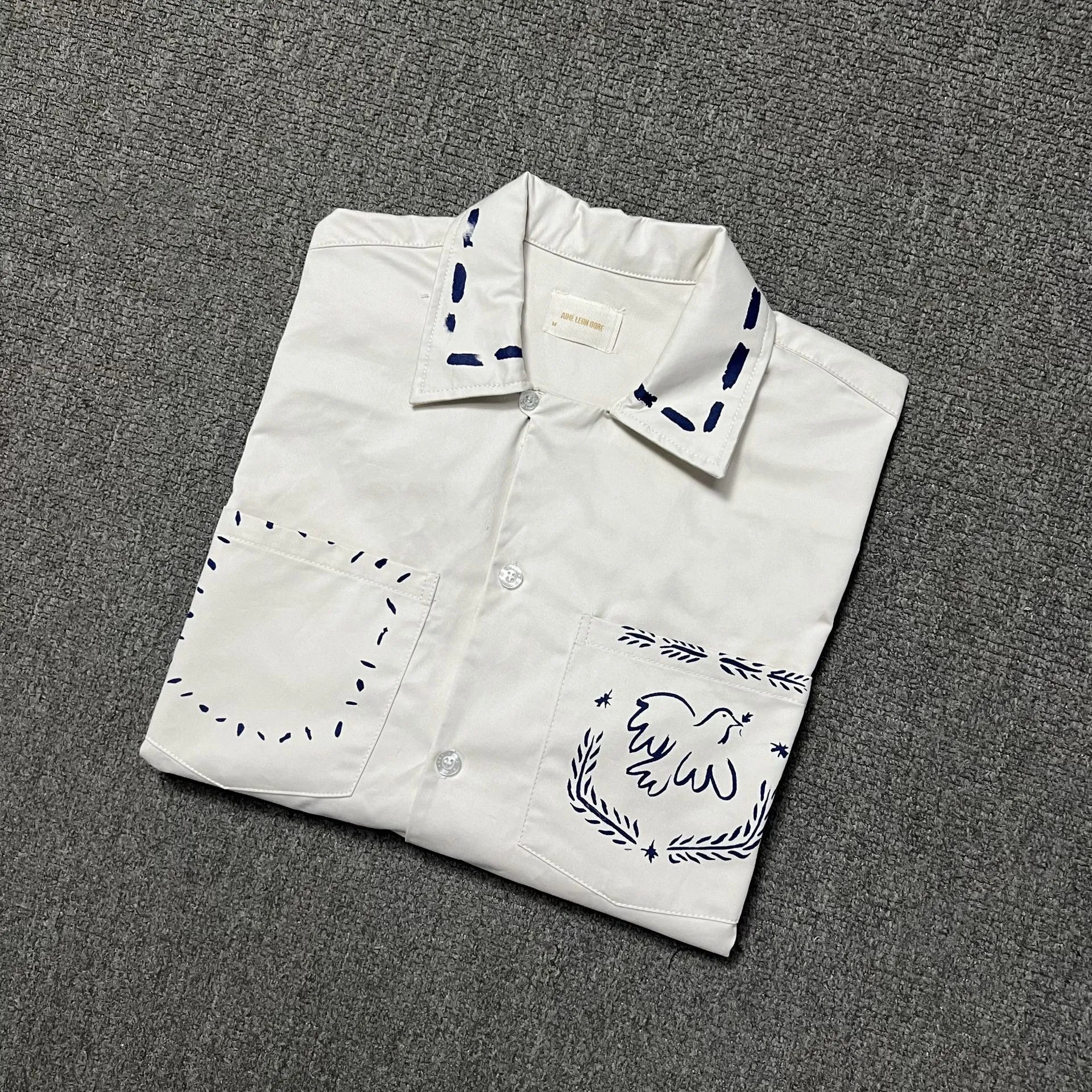 Aime Leon Dore Off-White Embroidered Short-Sleeve Shirt