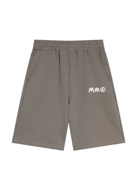 MM6 Maison Margiela Logo Embroidered Black Shorts - 10