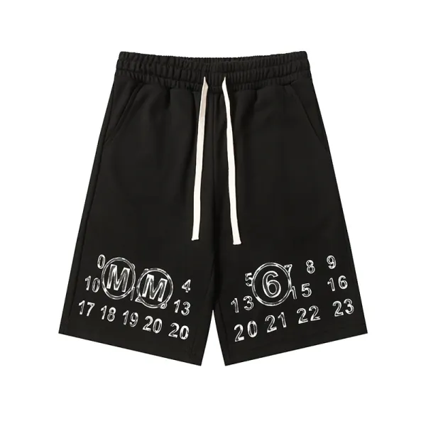 MM6 Maison Margiela Logo Embroidered Black Shorts - 13