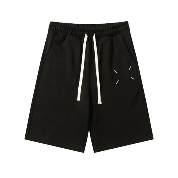 MM6 Maison Margiela Logo Embroidered Black Shorts - 5