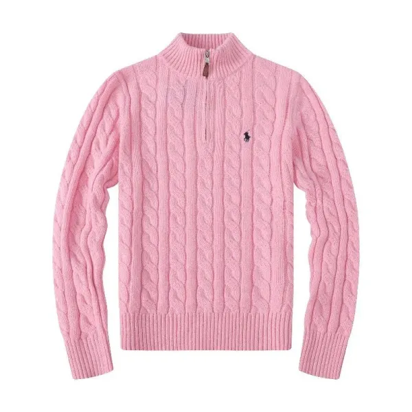 Ralph Lauren Cable Knit Quarter-Zip Sweater Beige - 6