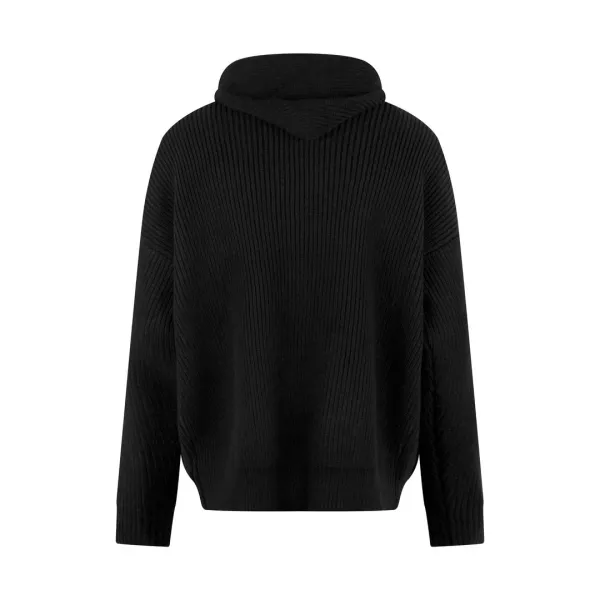 Celine Logo Knit Hoodie Black - 10