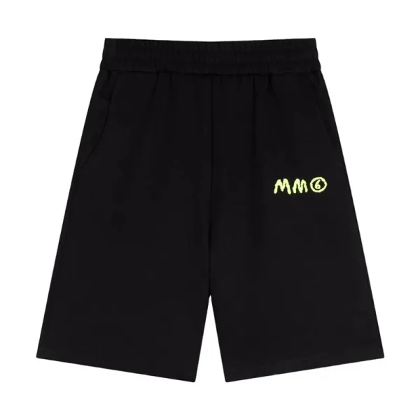 MM6 Maison Margiela Logo Embroidered Black Shorts - 1