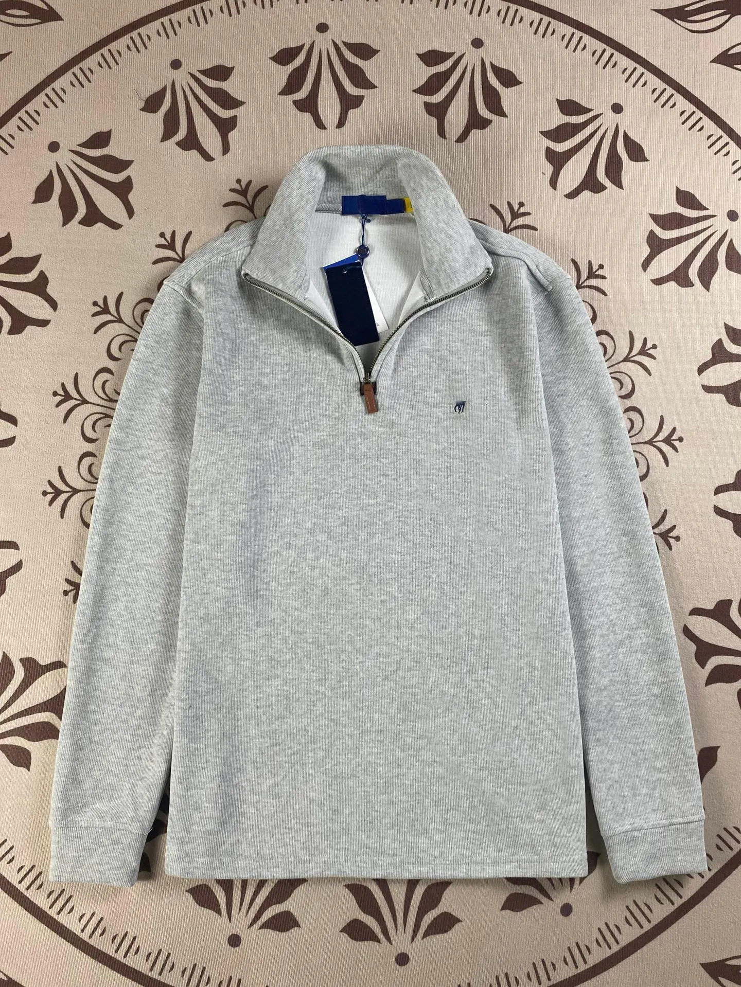 Half-zip loose sweatshirt men's polo couple sweatshirt women's retro long-sleeved lapel