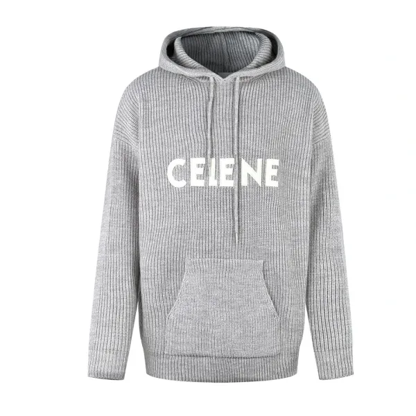 Celine Logo Knit Hoodie Black - 18
