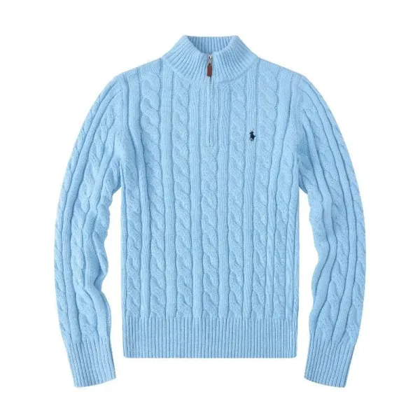 Ralph Lauren Cable Knit Quarter-Zip Sweater Beige - 9