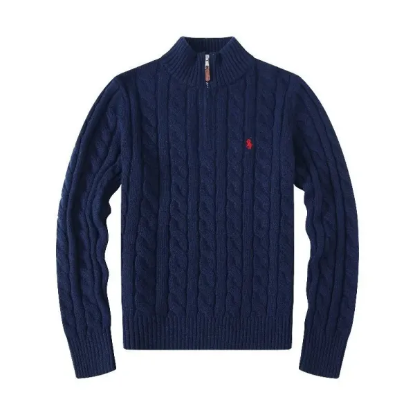 Ralph Lauren Cable Knit Quarter-Zip Sweater Beige - 5