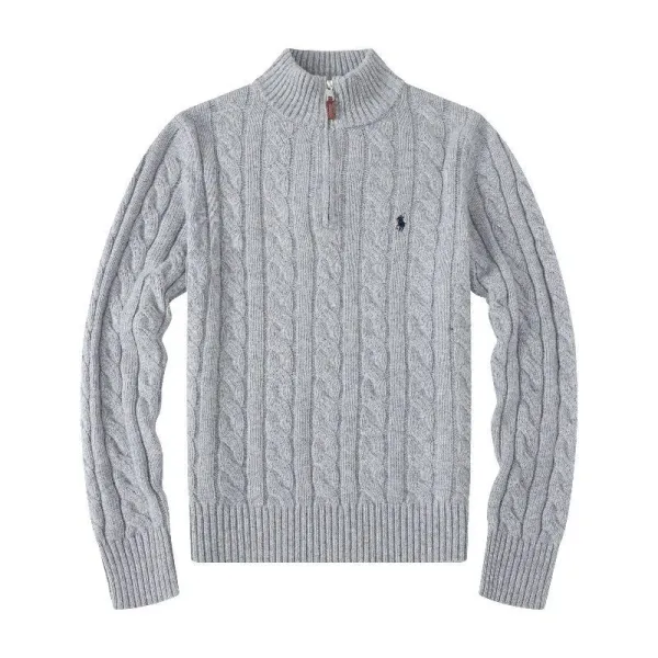 Ralph Lauren Cable Knit Quarter-Zip Sweater Beige - 8