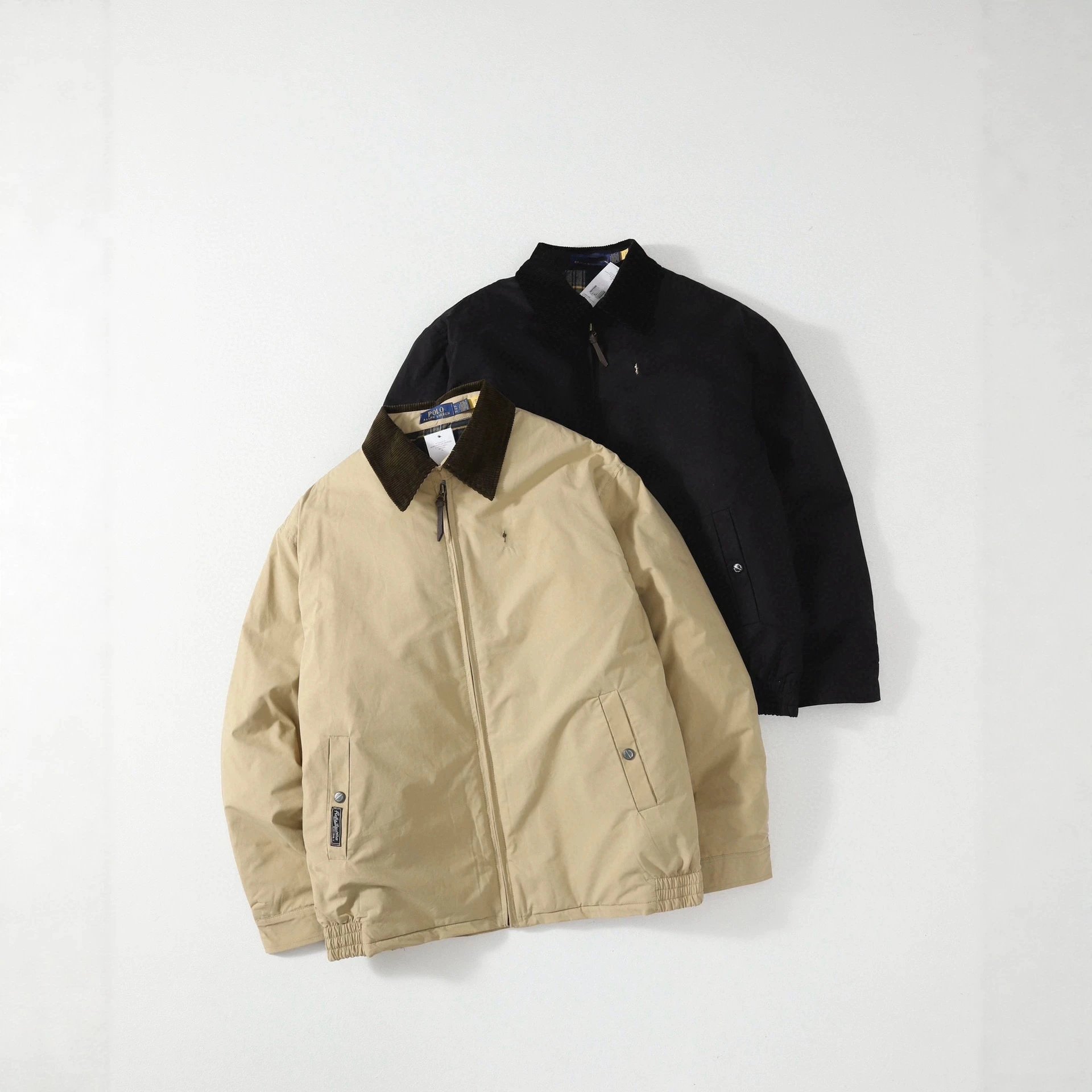 Embroidered Vintage Corduroy Collar Zip Cotton Jacket photo 3