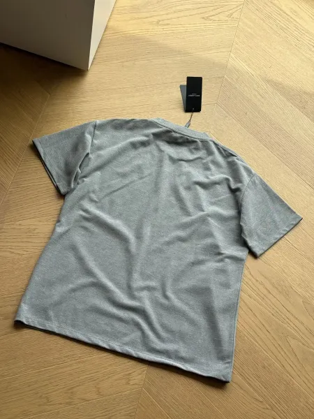 Saint Laurent Monogram Embroidered Cotton T-Shirt Gray - 9