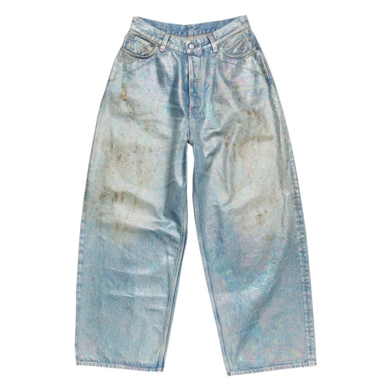 Hand-Painted Splatter Washed Distressed Wide-Leg Jeans photo 7