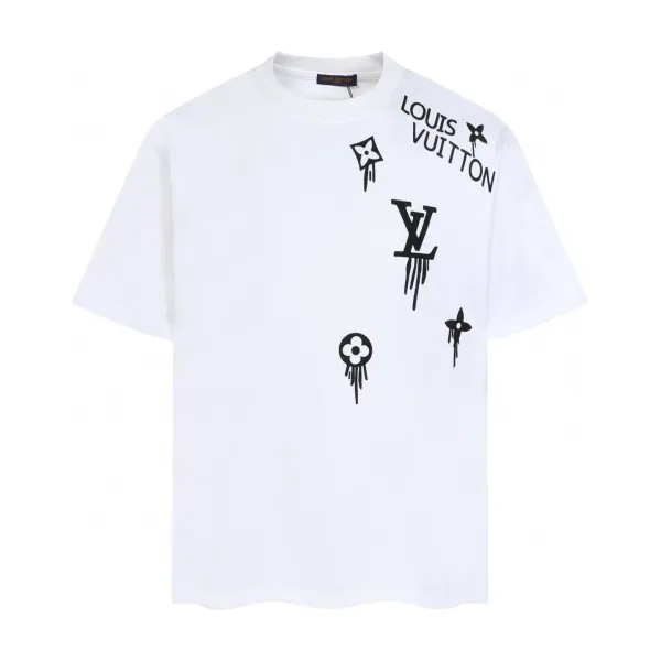Louis Vuitton Dripping Monogram Print White T-Shirt - 1