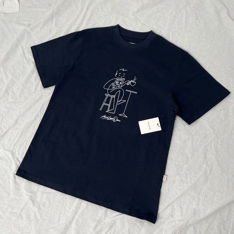 Abstract color block print summer loose casual short-sleeved T-shirt for men and women
