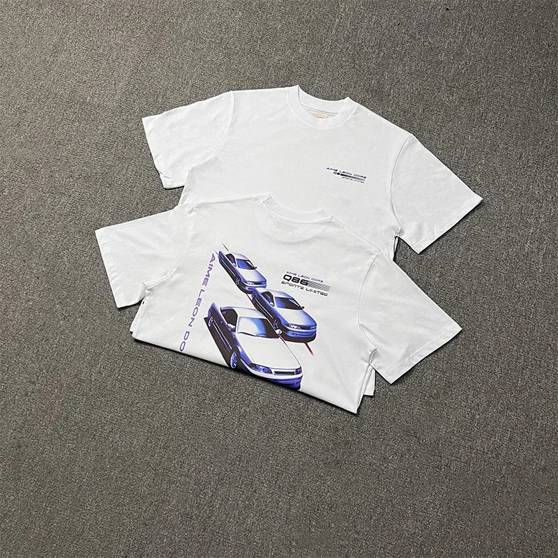 Abstract color block print summer loose casual short-sleeved T-shirt for men and women