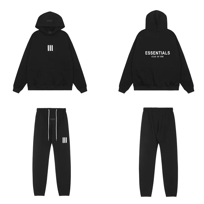Hooded sweatshirt with black letter flocking