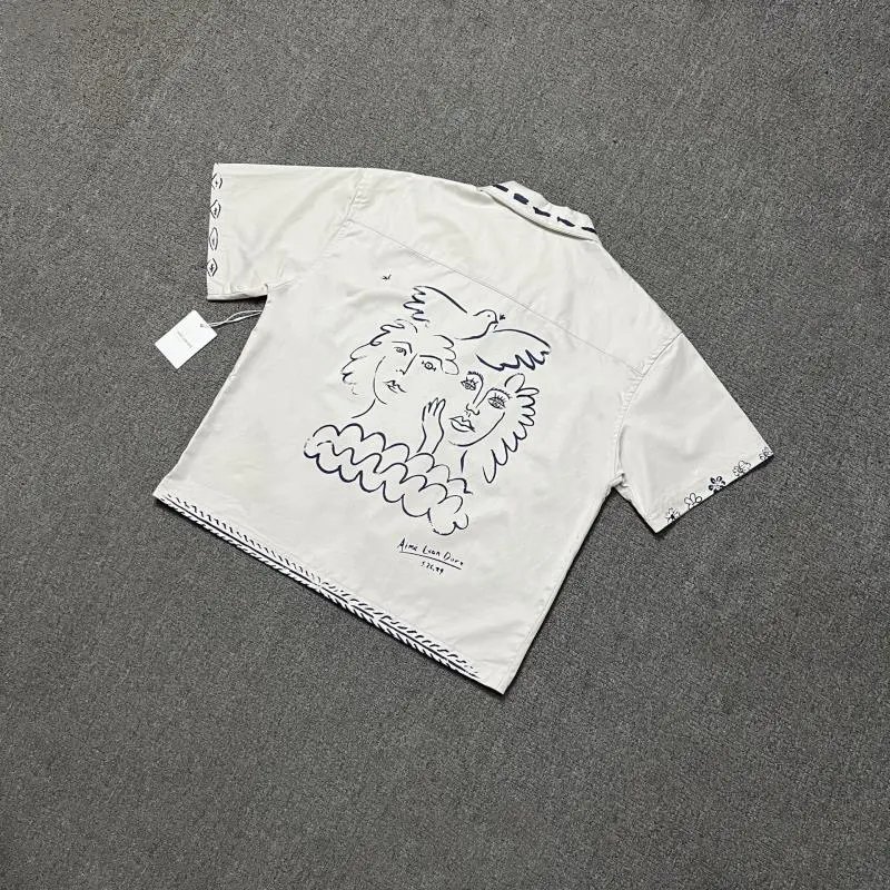 Aime Leon Dore Off-White Embroidered Short-Sleeve Shirt
