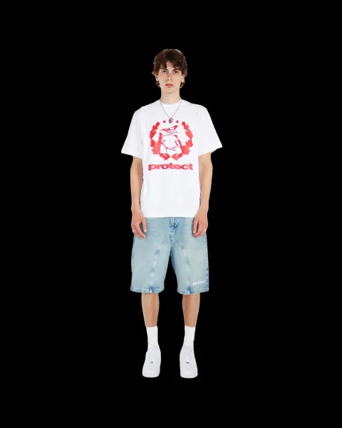 Protect Denim Shorts Light Wash Blue - 3