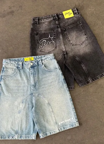 Protect Denim Shorts Light Wash Blue - 6