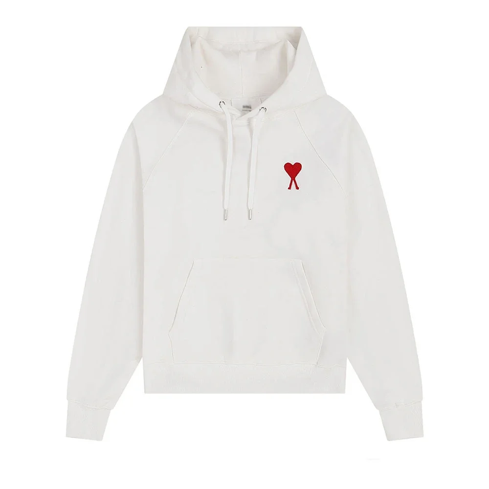 Sweatshirt autumn and winter new long-sleeved hooded unisex small love flat embroidered hoodie
