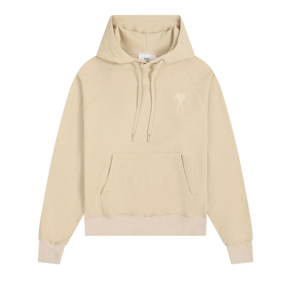 Sweatshirt autumn and winter new long-sleeved hooded unisex small love flat embroidered hoodie
