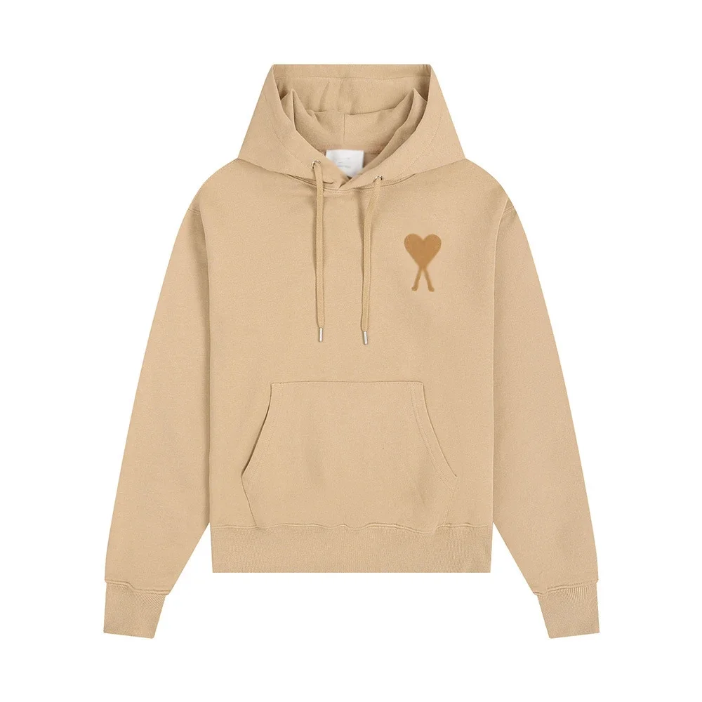 Sweatshirt autumn and winter new long-sleeved hooded unisex small love flat embroidered hoodie