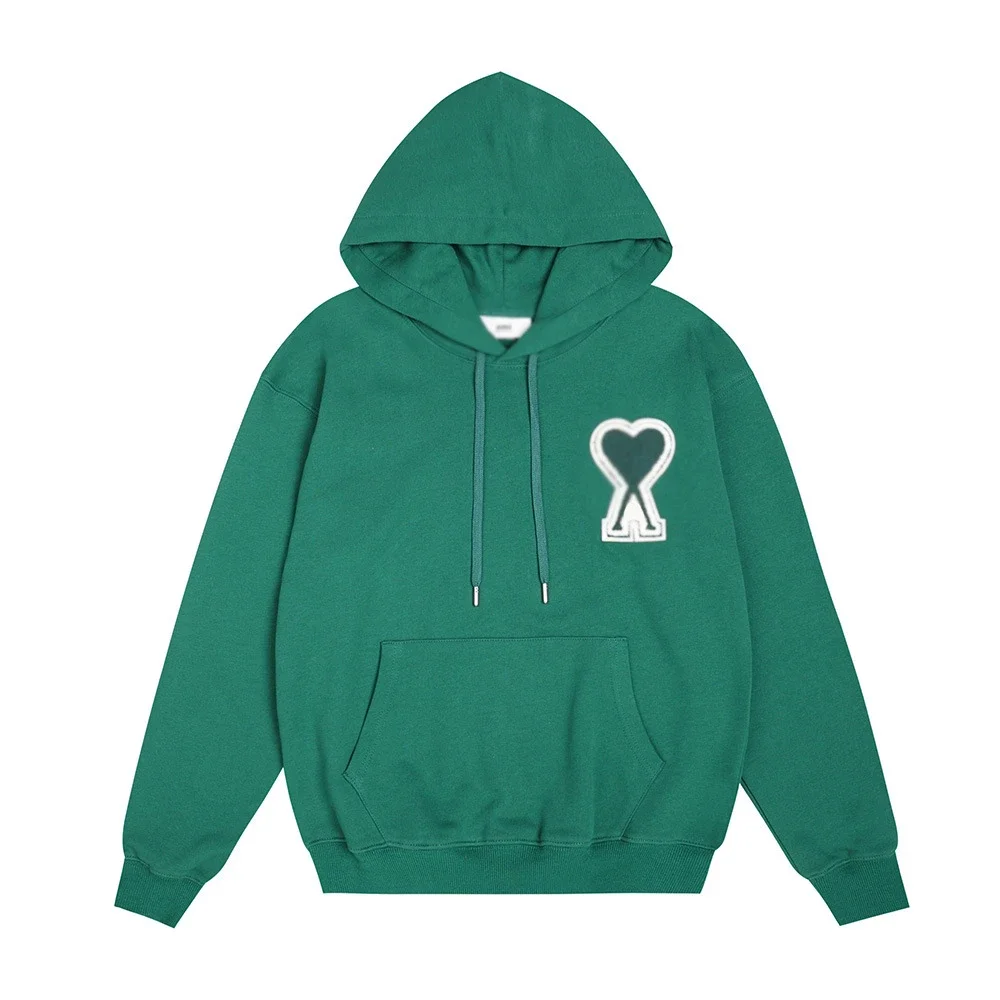 Sweatshirt autumn and winter new long-sleeved hooded unisex small love flat embroidered hoodie