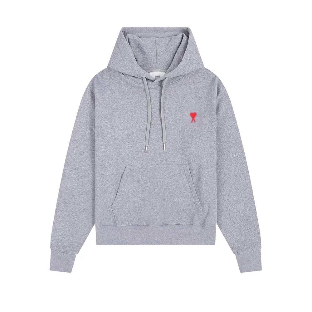 Sweatshirt autumn and winter new long-sleeved hooded unisex small love flat embroidered hoodie