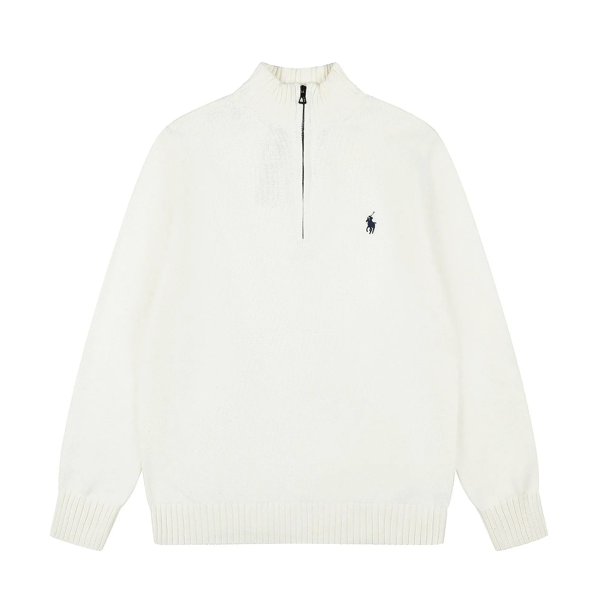 Autumn Winter Embroidery High Neck Half Zip Sweater photo 2