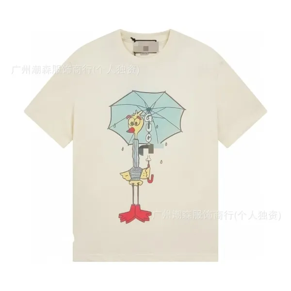 Gucci Ostrich With Umbrella Print Beige T-Shirt - 1