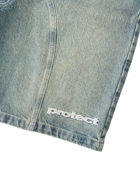 Protect Denim Shorts Light Wash Blue - 9