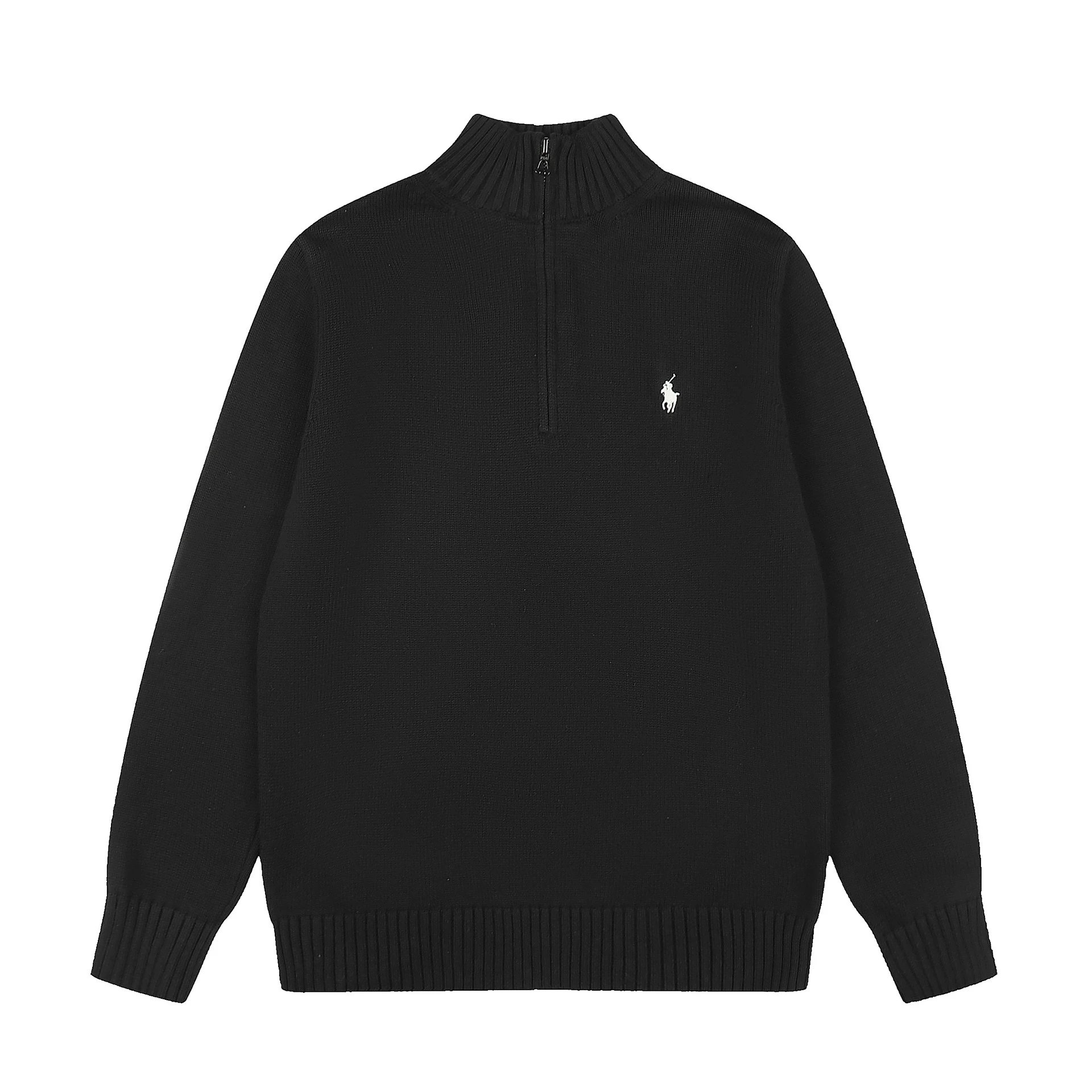 Autumn Winter Embroidery High Neck Half Zip Sweater photo 3