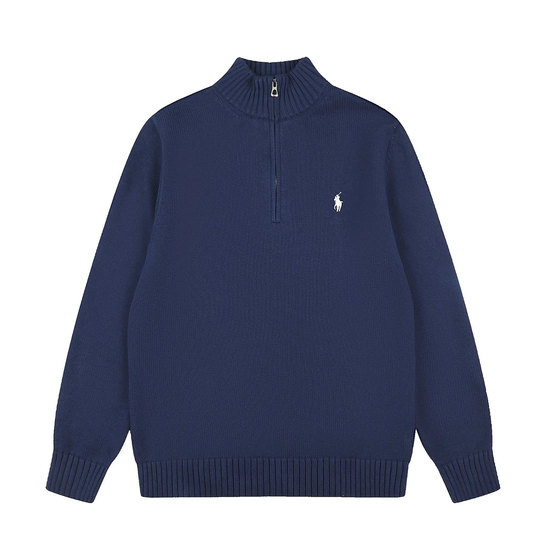 Autumn Winter Embroidery High Neck Half Zip Sweater photo 7