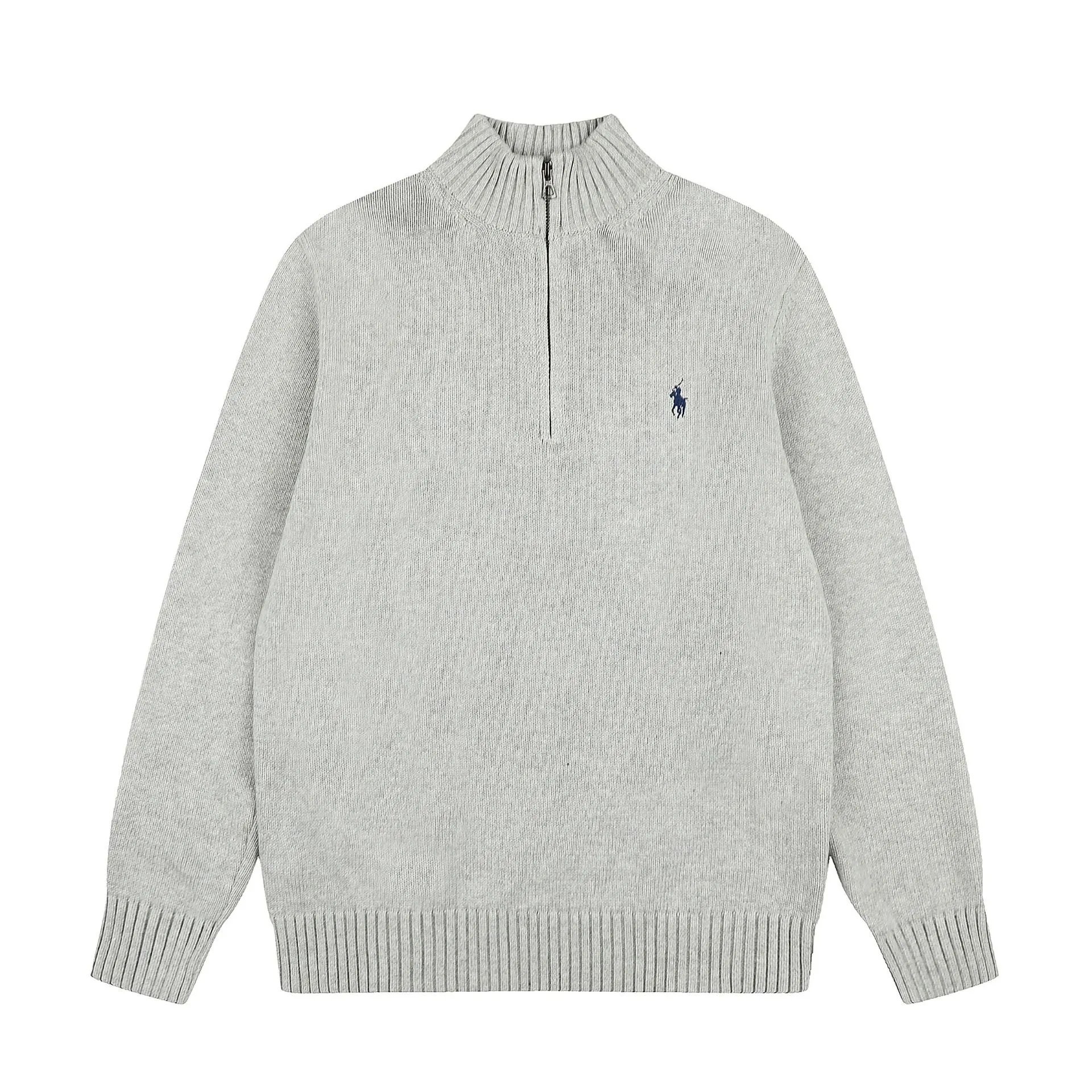 Autumn Winter Embroidery High Neck Half Zip Sweater photo 6
