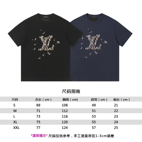Louis Vuitton Bird-Embroidered LV Monogram T-Shirt Black and Navy - 1