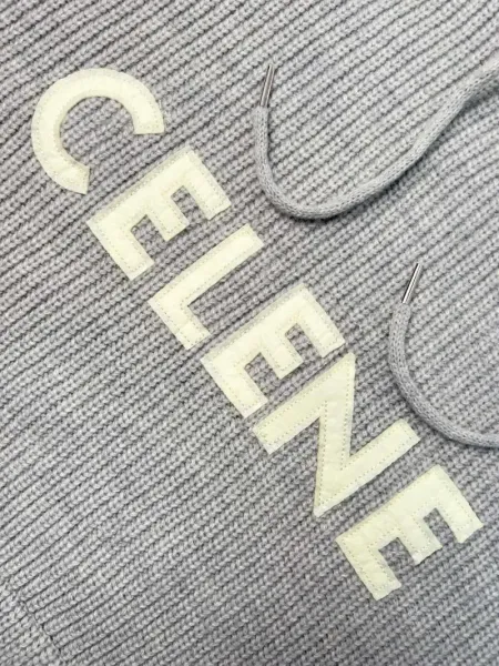 Celine Logo Knit Hoodie Black - 13