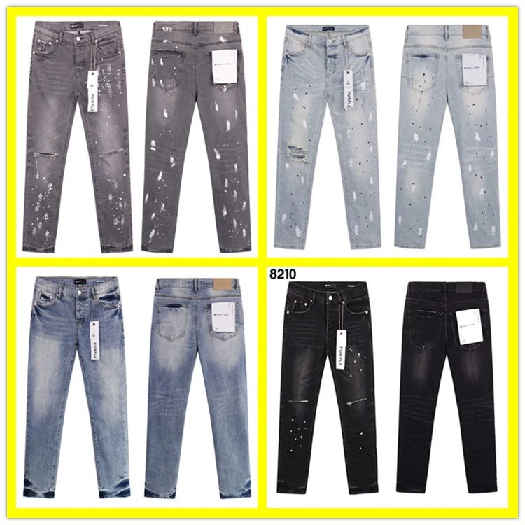 Broken hole patch smoke gray men's casual straight leg jeans pants
