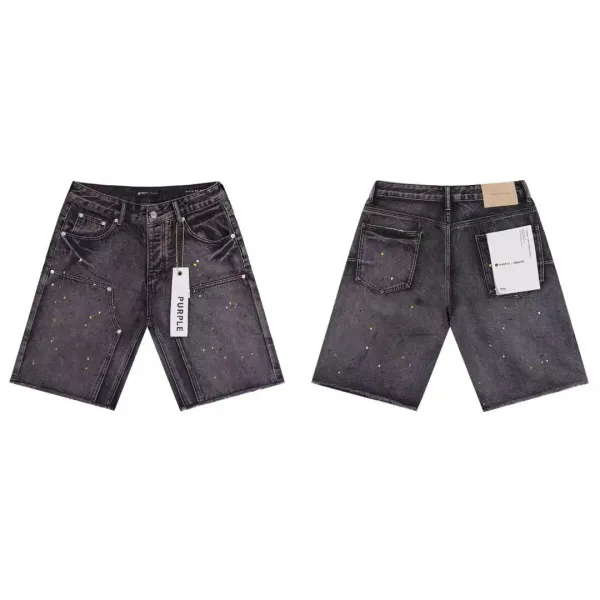 Purple Brand Paint-Splatter Denim Shorts Black - 1