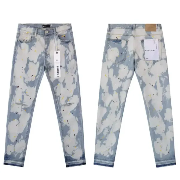 Purple Brand Paint-Splatter Bleach Wash Jeans - 1