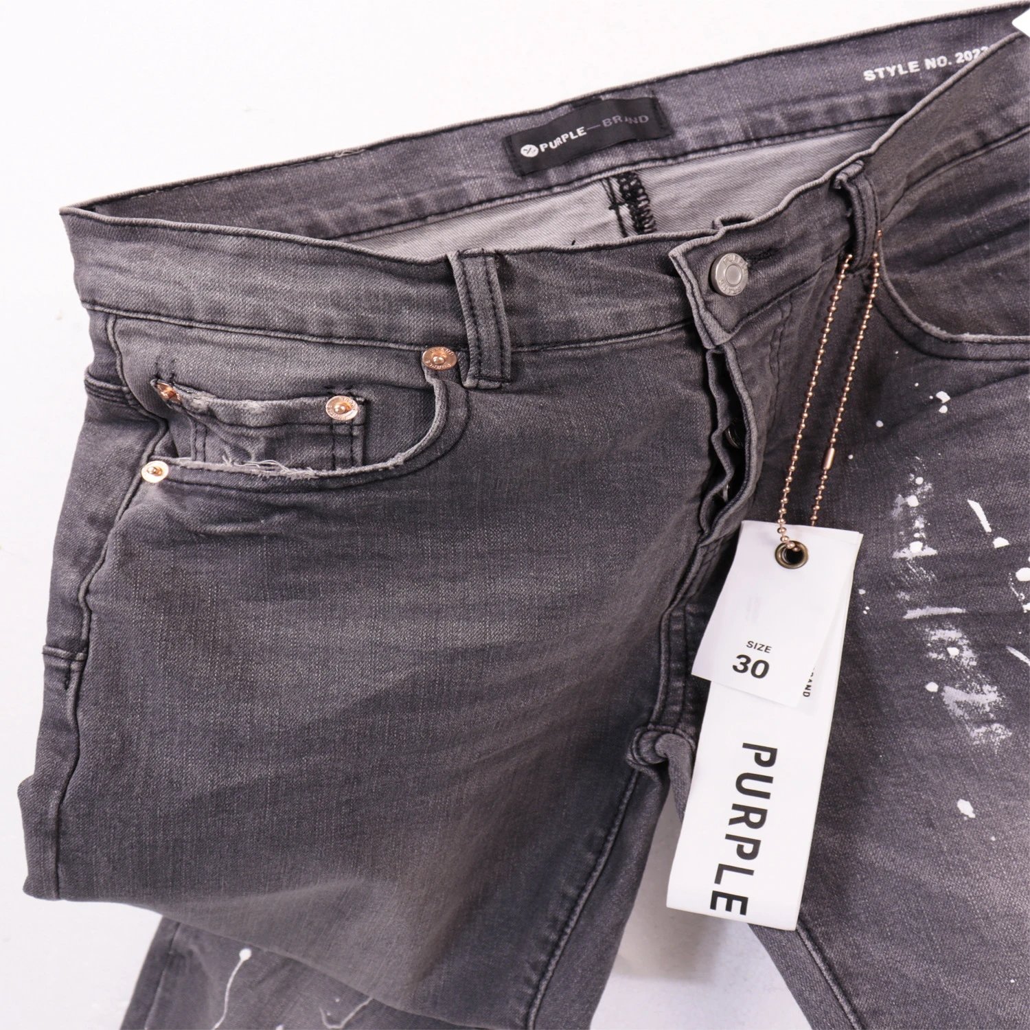Purpul Brand Paint-Splatter Distressed Slim Fit Jeans - 8
