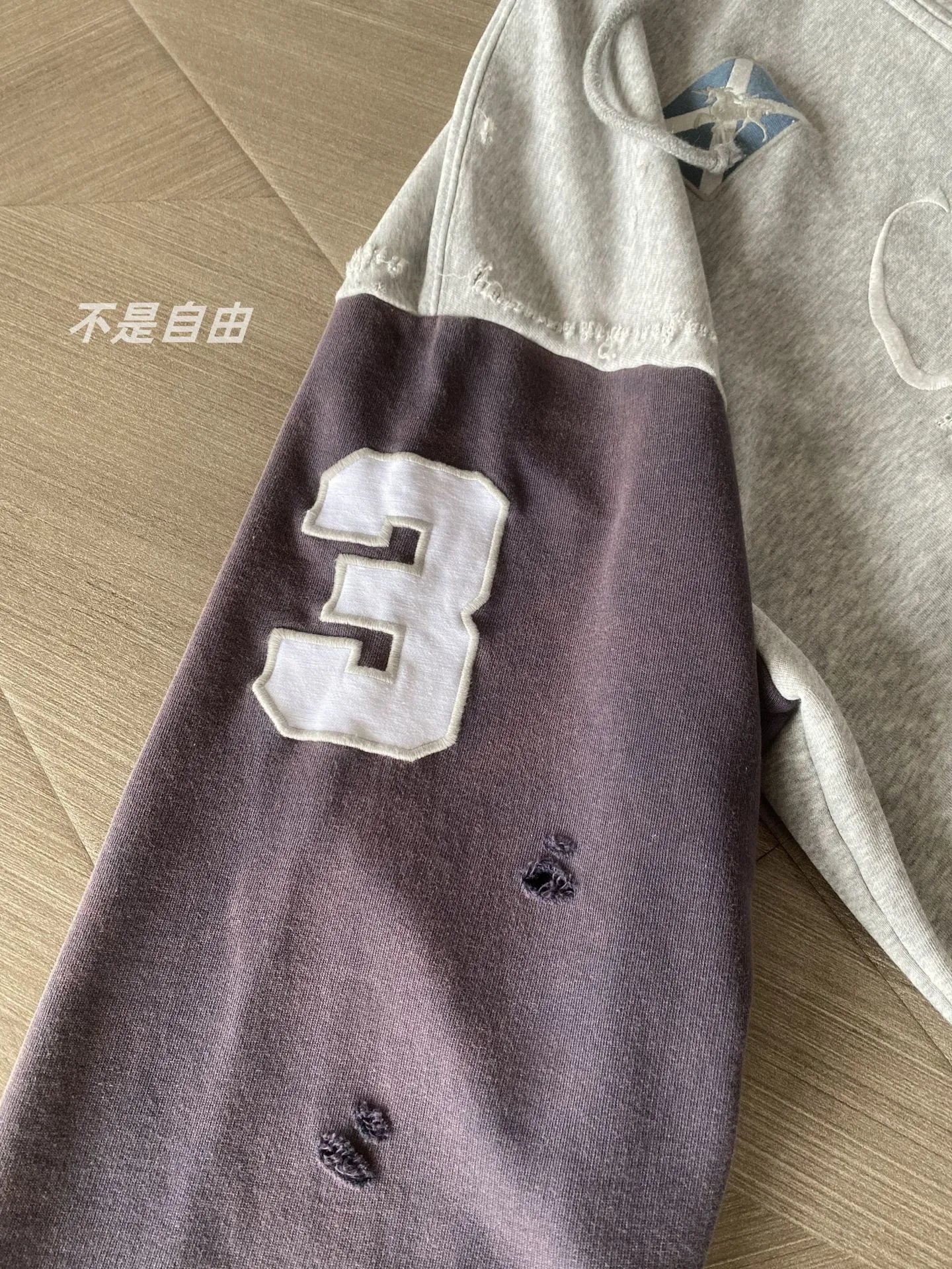 Patchwork Distressed Embroidered Zip Hoodie Jacket photo 6