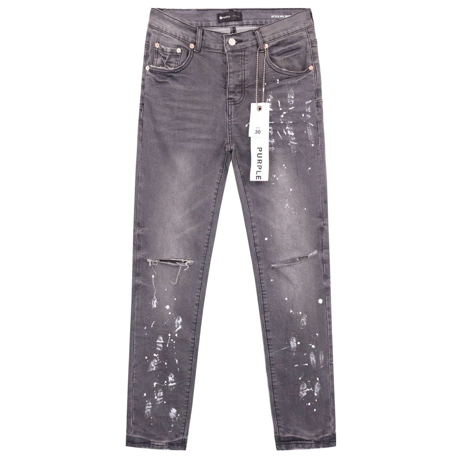 Purpul Brand Paint-Splatter Distressed Slim Fit Jeans - 5