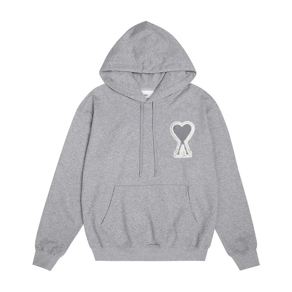 Sweatshirt autumn and winter new long-sleeved hooded unisex small love flat embroidered hoodie