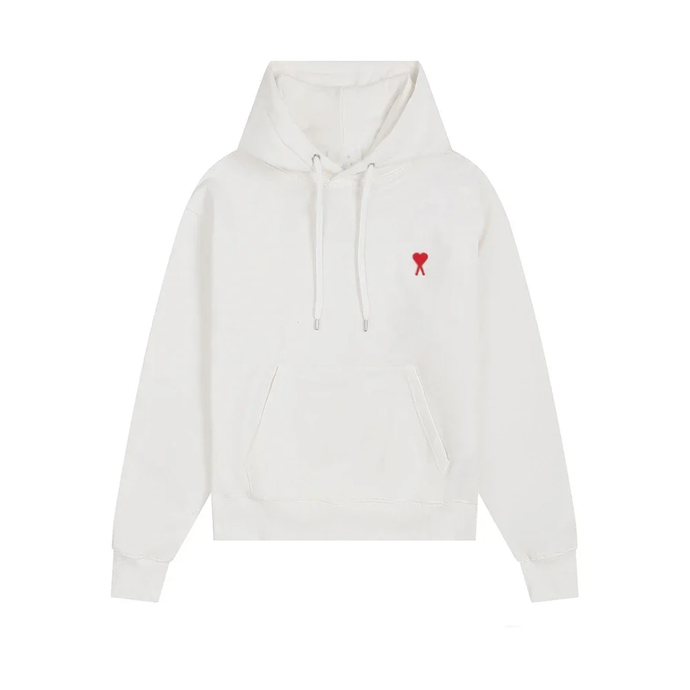 Sweatshirt autumn and winter new long-sleeved hooded unisex small love flat embroidered hoodie