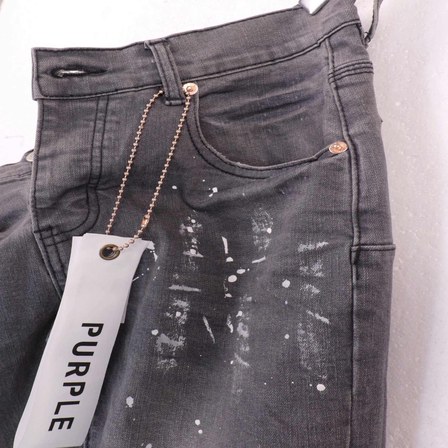 Purpul Brand Paint-Splatter Distressed Slim Fit Jeans - 14