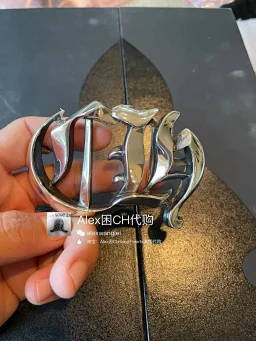 thumbnail for Customers order the authentic American buyer ChromeHearts Crow heart hollow letter CH belt buckle