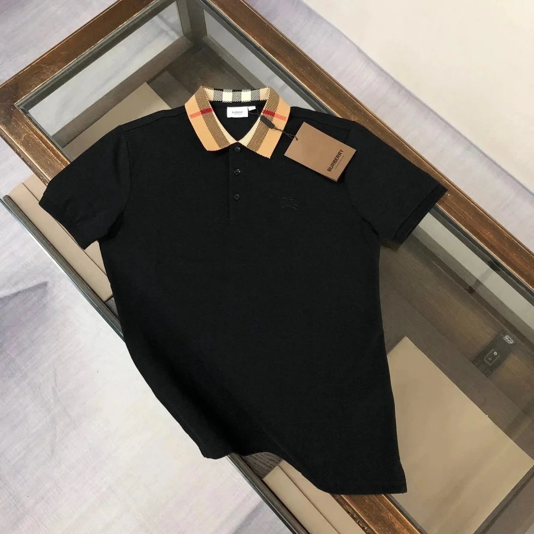 Burberry T-Shirts Short-Sleeve with Check Trim — 13