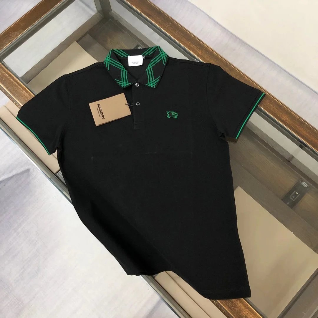Burberry T-Shirts Short-Sleeve with Check Trim — 16