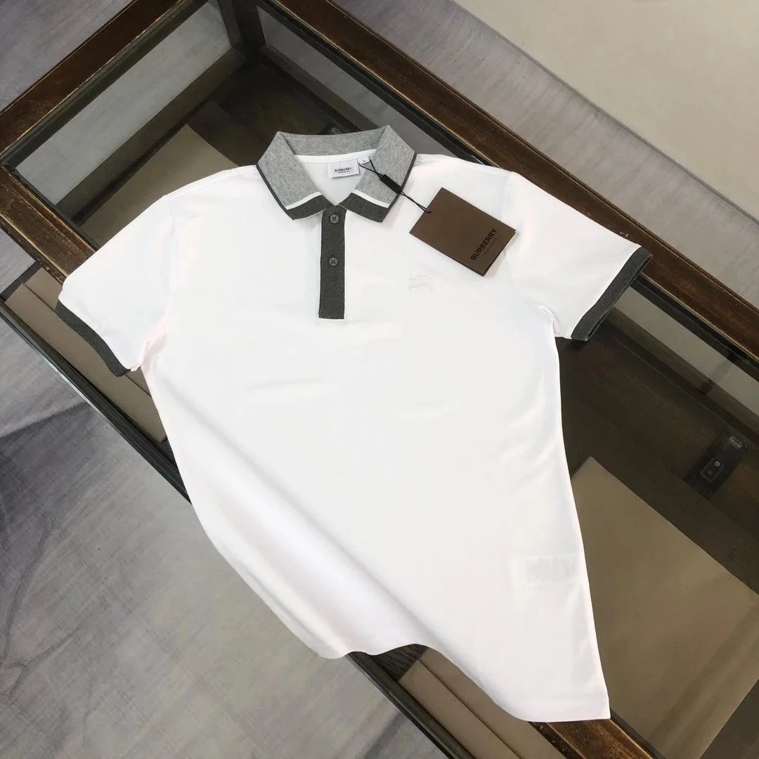 Burberry T-Shirts Short-Sleeve with Check Trim — 20